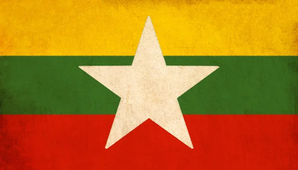 Myanmar flagga teckning, grunge och retro flagga serien — Stockfoto