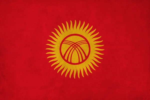Flaga Kirgistanu rysunek, grunge i serii retro flaga — Zdjęcie stockowe