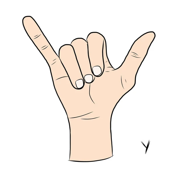 El lenguaje de señas y el alfabeto, La letra Y — Vector de stock