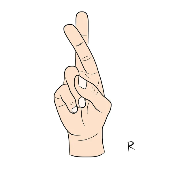 Sign language and the alphabet,The Letter R — Stock Vector