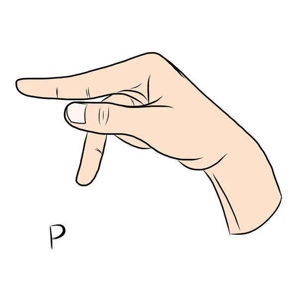 Мова жестів і алфавіт, Літера P — стоковий вектор