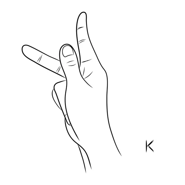 La langue des signes et l'alphabet, La lettre K — Image vectorielle