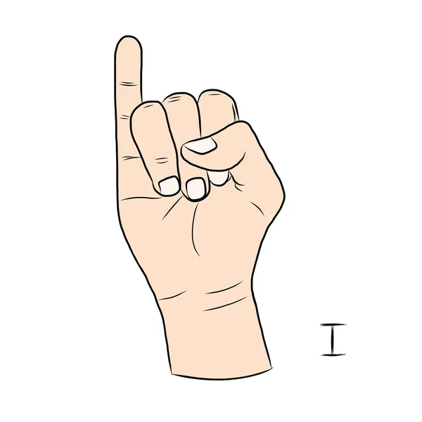 Мова жестів і алфавіт, Літера I — стоковий вектор
