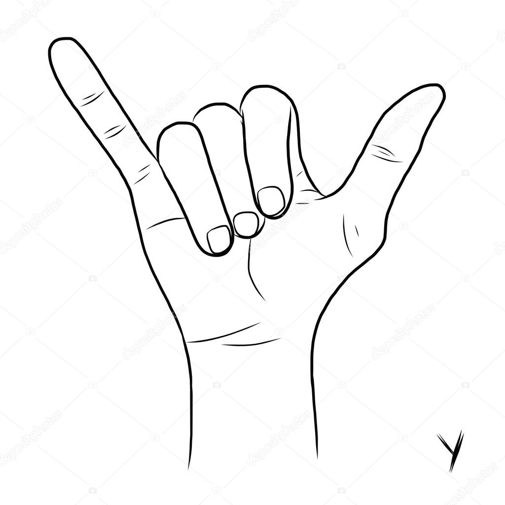 Sign language and the alphabet,The Letter Y — Stock Vector