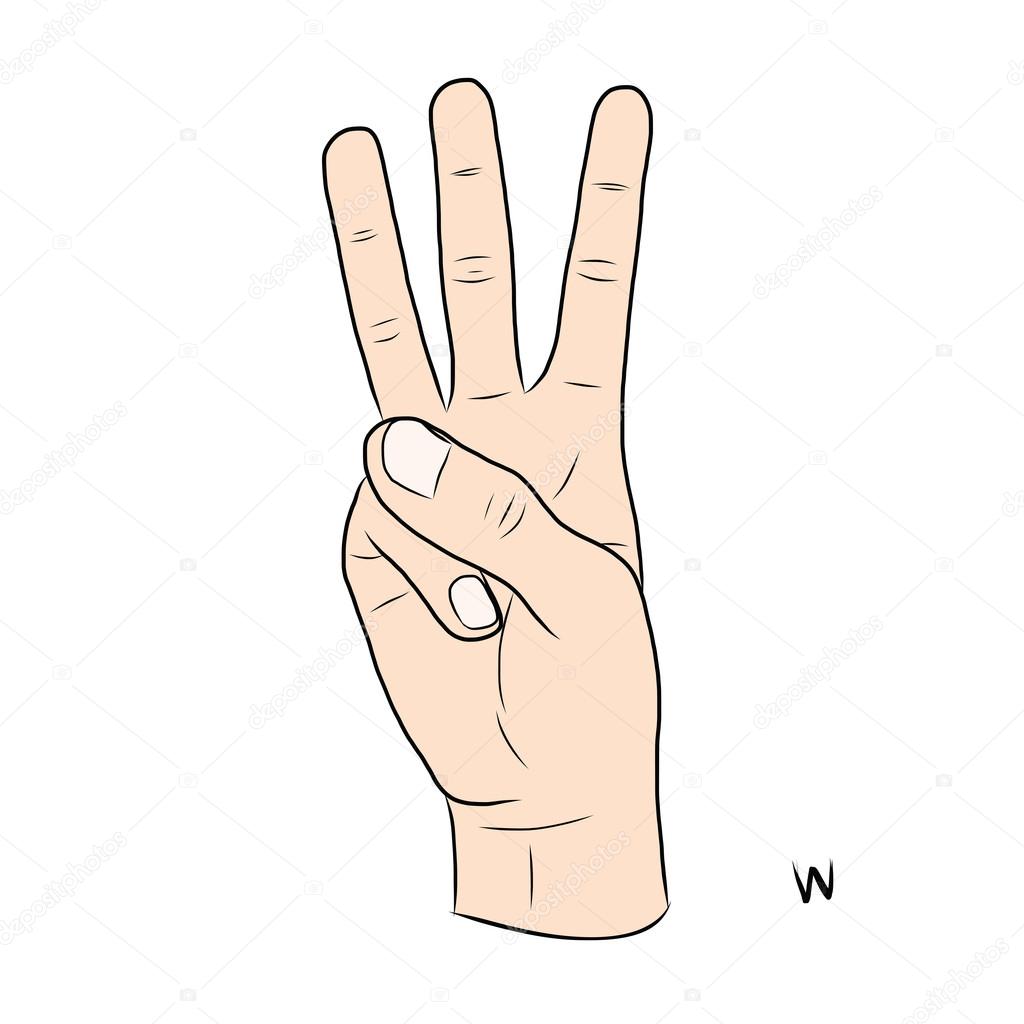 Sign language and the alphabet,The Letter W