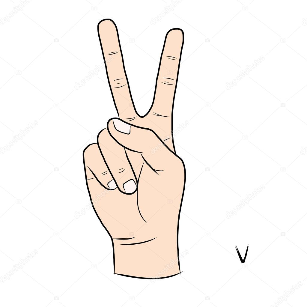 Sign language and the alphabet,The Letter V