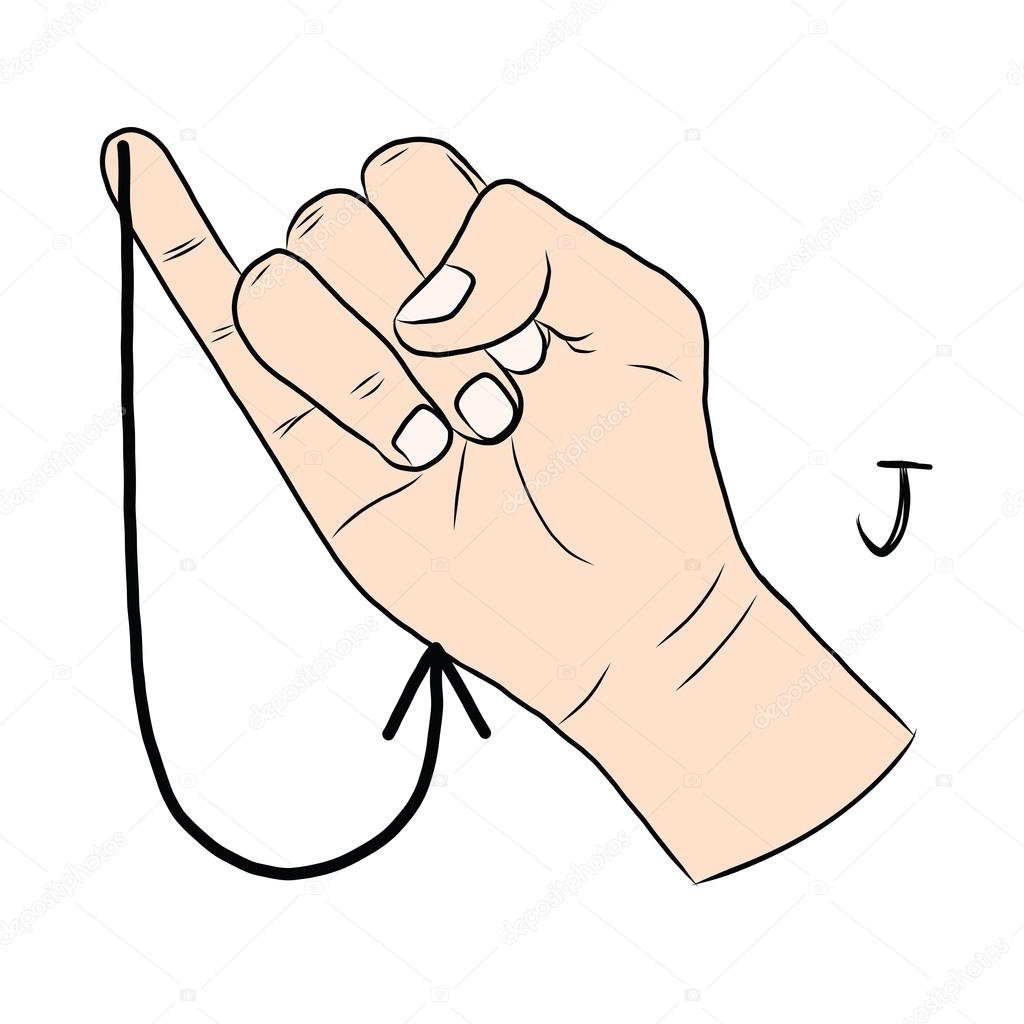 Sign language and the alphabet,The Letter J