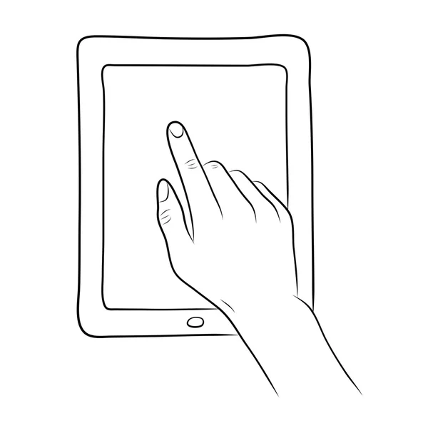 Ekran dotykowy ręcznie na komputerze typu tablet — Wektor stockowy