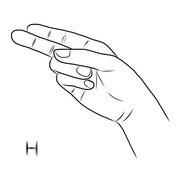 Язык жестов и алфавит, буква H — стоковый вектор