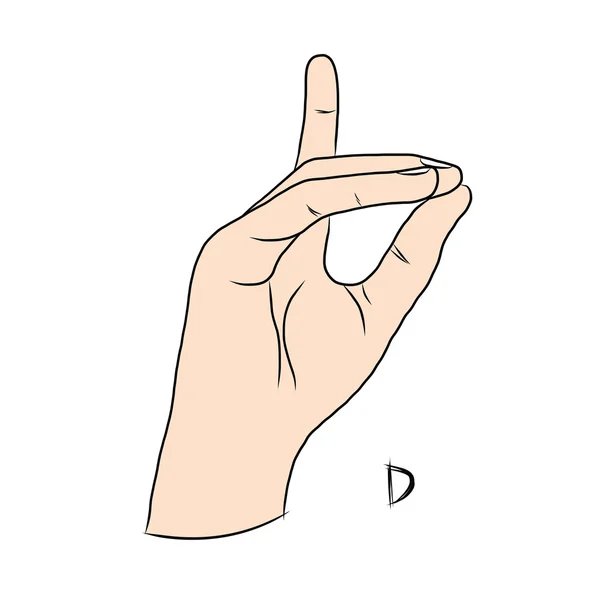 El lenguaje de señas y el alfabeto, La letra D — Vector de stock