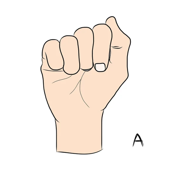 El lenguaje de señas y el alfabeto, La letra A — Vector de stock