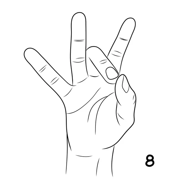 Sign language, Number 8 — стоковый вектор