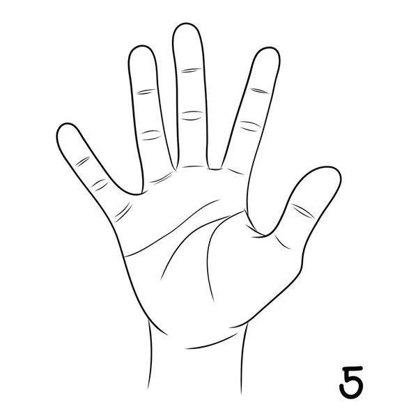 Lingua dei segni, Numero 5 — Vettoriale Stock
