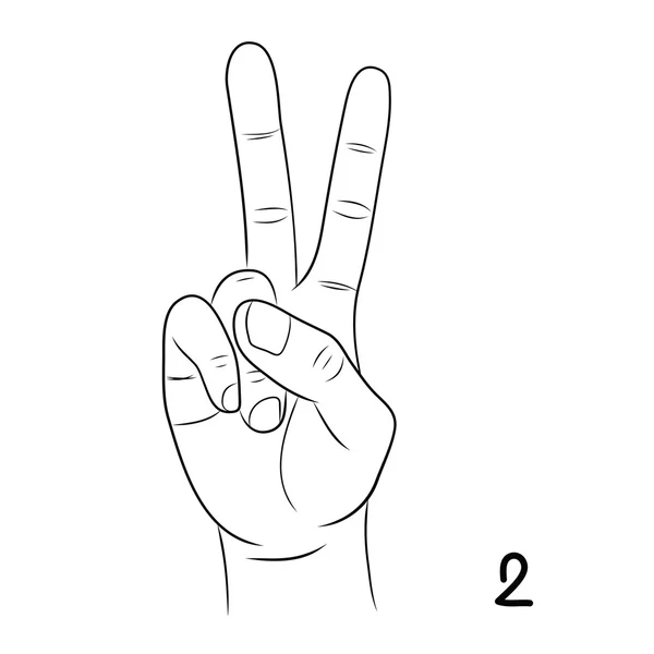 Sign language, Number 2 — стоковый вектор