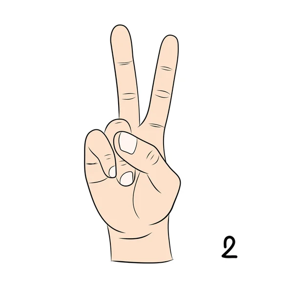 Língua gestual, Número 2 —  Vetores de Stock
