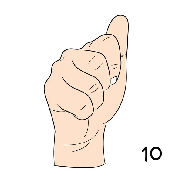 Sign language,Number 10 — Stock Vector