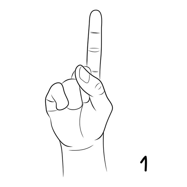 Lenguaje de señas, número 1 — Vector de stock