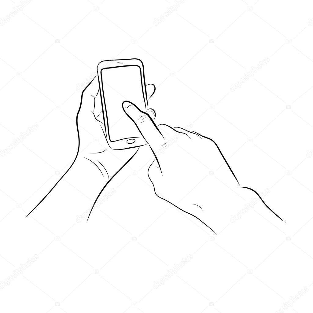 hand touch the home button on Smart Phone