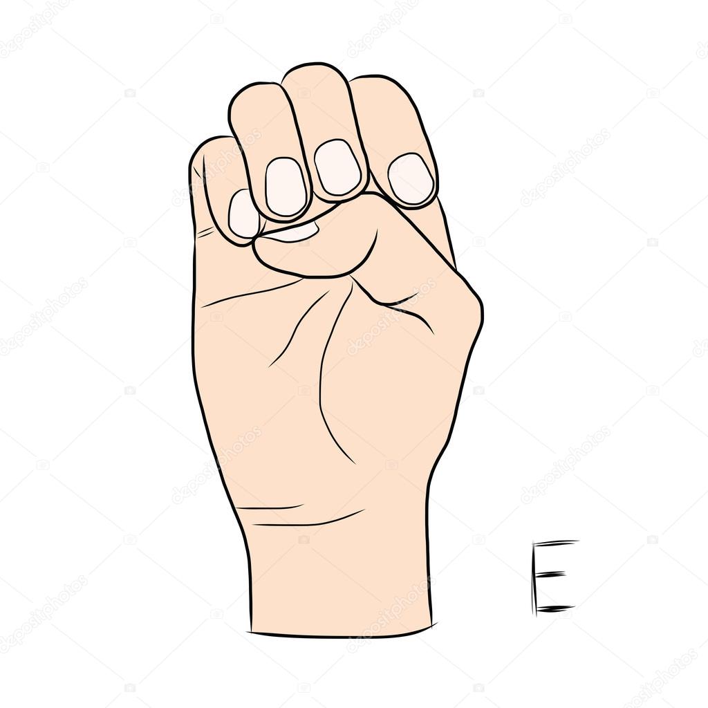 Sign language and the alphabet,The Letter E
