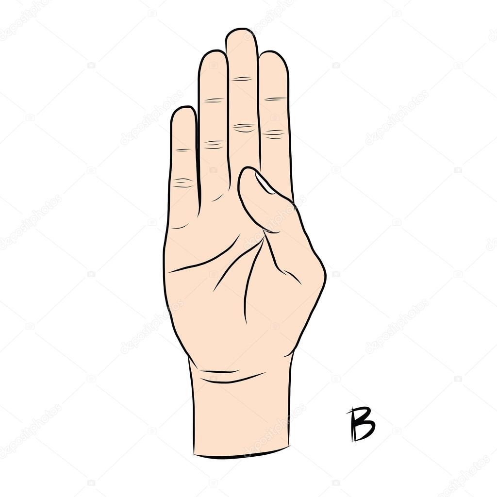 Sign language and the alphabet,The Letter B
