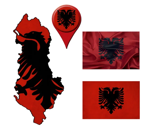 Bandera de Albania, mapas y mapas — Foto de Stock