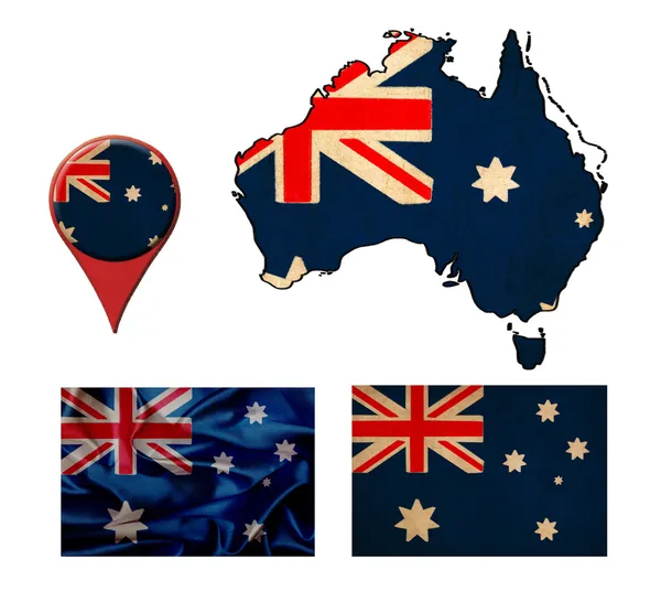 Australische Flagge, Karte und Kartenzeiger — Stockfoto