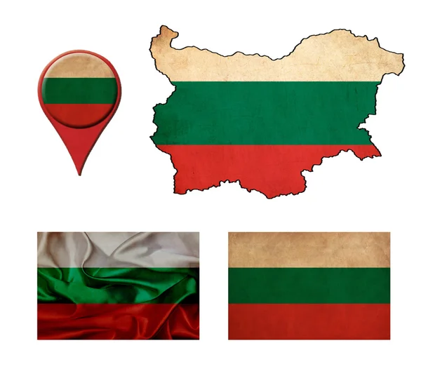 Grunge bulgarische Flagge, Karte und Kartenzeiger — Stockfoto