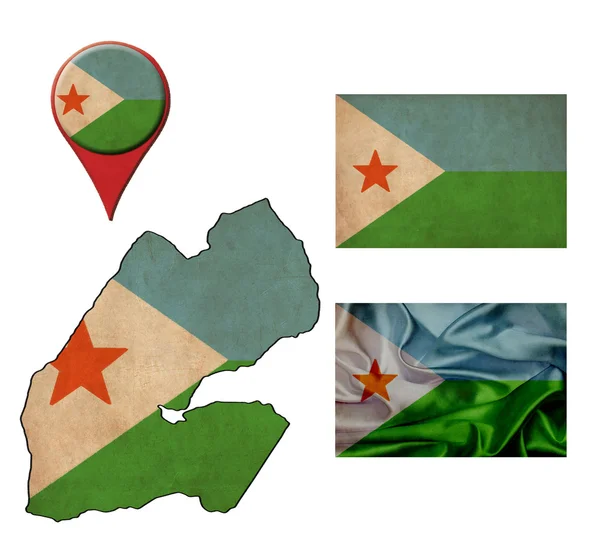 Grunge Bandera de Djibouti, mapas y mapas —  Fotos de Stock