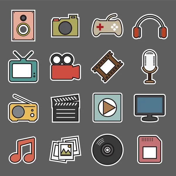 Multimedia sticker icon — Stock Vector