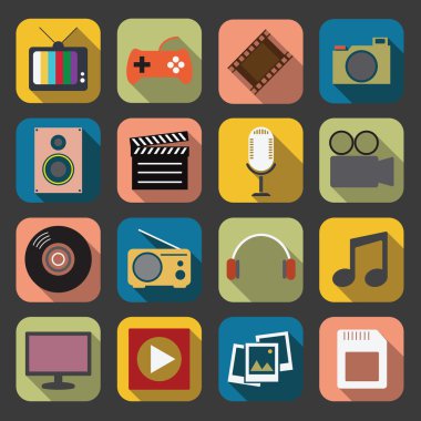 düz çoklu ortam simgesini