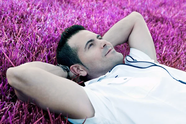 Lying on the grass — Stock Photo, Image