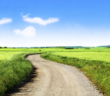 Road and wheat field clipart