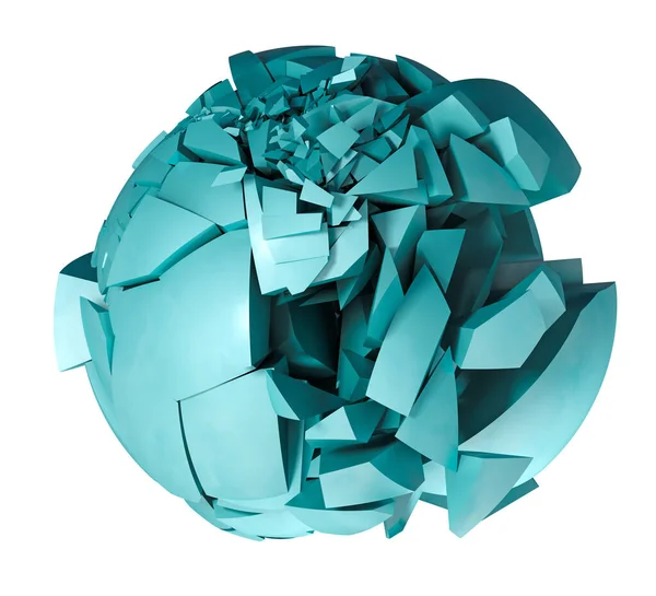 三维渲染破碎破碎的球 破碎的形状和石球 — 图库照片
