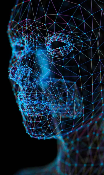Concepto Fondo Tecnología Inteligencia Artificial Cyborg Red Big Data Aprendizaje —  Fotos de Stock