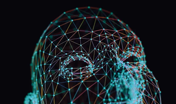 Technologie Kunstmatige Intelligentie Achtergrond Concept Cyborg Net Big Data Machine — Stockfoto