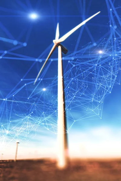 Вітрові Турбіни Виробництва Електроенергії Копіювальним Простором Концепція Зеленої Енергетики Вітряна — стокове фото