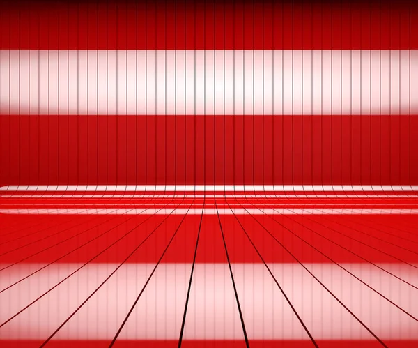 Space Platform Backdrop Red Lines Rendering Red Shiny Tile Floor — Stock Photo, Image