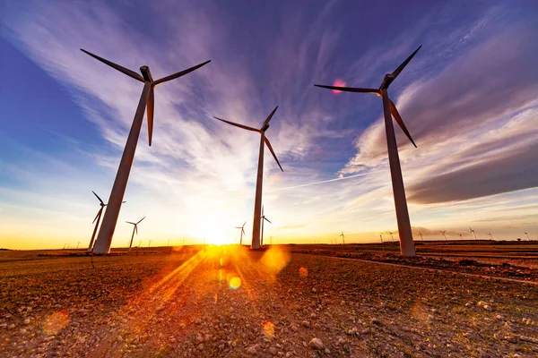 Turbinas Eólicas Para Geração Eletricidade Com Espaço Cópia Conceito Energia — Fotografia de Stock