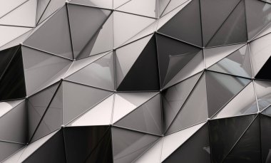 Bulut ve bilgisayar konsepti. Teknoloji ve bilimin soyut geçmişi. Çizgiler ve geometrik şekillerle ağ veya ağ Detaylı 3D illüstrasyon.