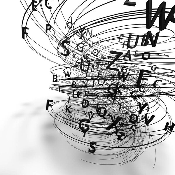 Абстрактный дизайн с буквенным фоном. 3-я иллюстрация поэзии и литературности..
