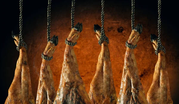 Prosciutto Spagnolo Secco Jamon Serrano Bellota Prosciutto Crudo Italiano Prosciutto — Foto Stock