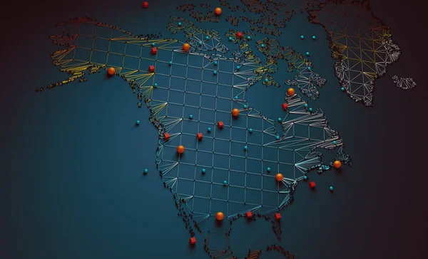 Stati Uniti America Mappa Networking Illustrazione Concetto Logistica Internazionale Degli — Foto Stock