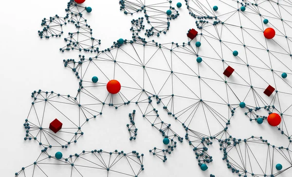 Mapa Světa Vytváření Sítí Ilustrace Koncepce Mezinárodní Logistiky Dohod Mezinárodního — Stock fotografie