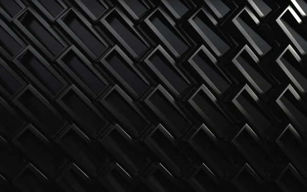Fondo Negro Oscuro Abstracto Pared Geométrica Ladrillos Ilustración Pared Moderna —  Fotos de Stock