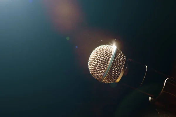 Microphone Stage Lights Concert Music Concept Live Music Background Microphone — Stock Photo, Image