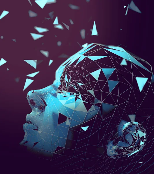지식의 추상적 Illustration Business Data Analtics Artificial Intelence Cyborg Head — 스톡 사진
