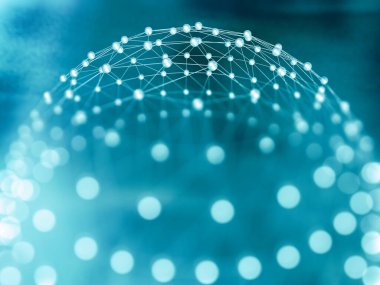 Teknoloji ve bilimin soyut geçmişi. Çizgiler ve geometrik şekillerle ağ veya ağ Detaylı 3D illüstrasyon.