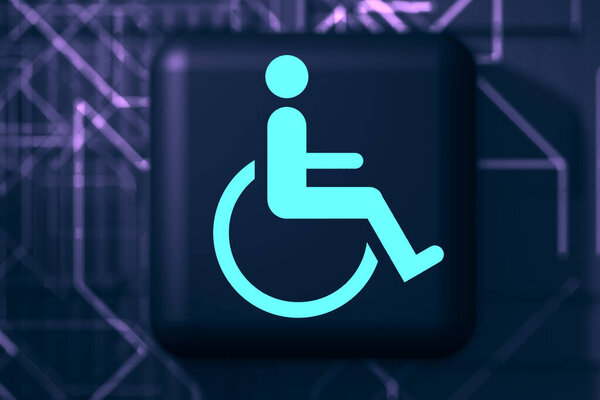 Access to websites and online Internet technology applied to people with disabilities.handicap or wheelchair person symbol.3d illustration