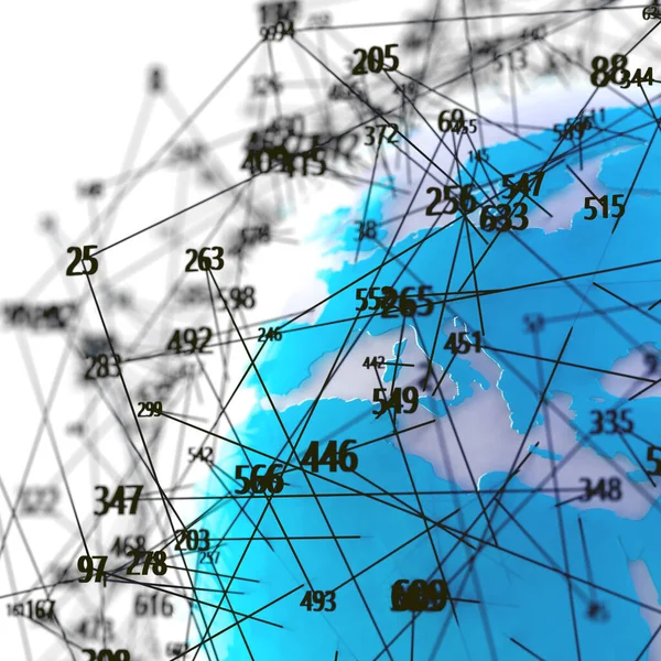 Illustrazione Del Concetto Rete Internet Mappatura Globo Telecomunicazione Globale Cloud — Foto Stock