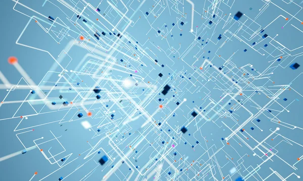 Abstract Background Technology Science Cloud Computer Illustration Grid Net Particles — Stock Photo, Image